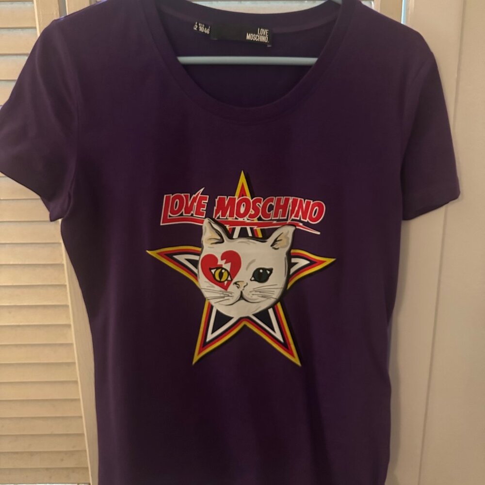 Love Moschino T-Shirt, Purple, Size 10 US (Runs Small)